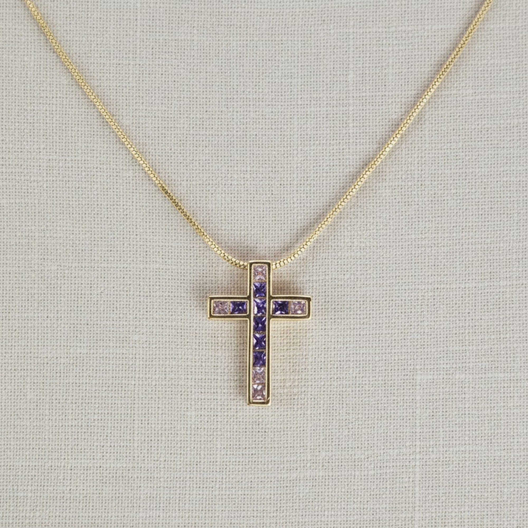 Colar Cruz Multicolor Dourado